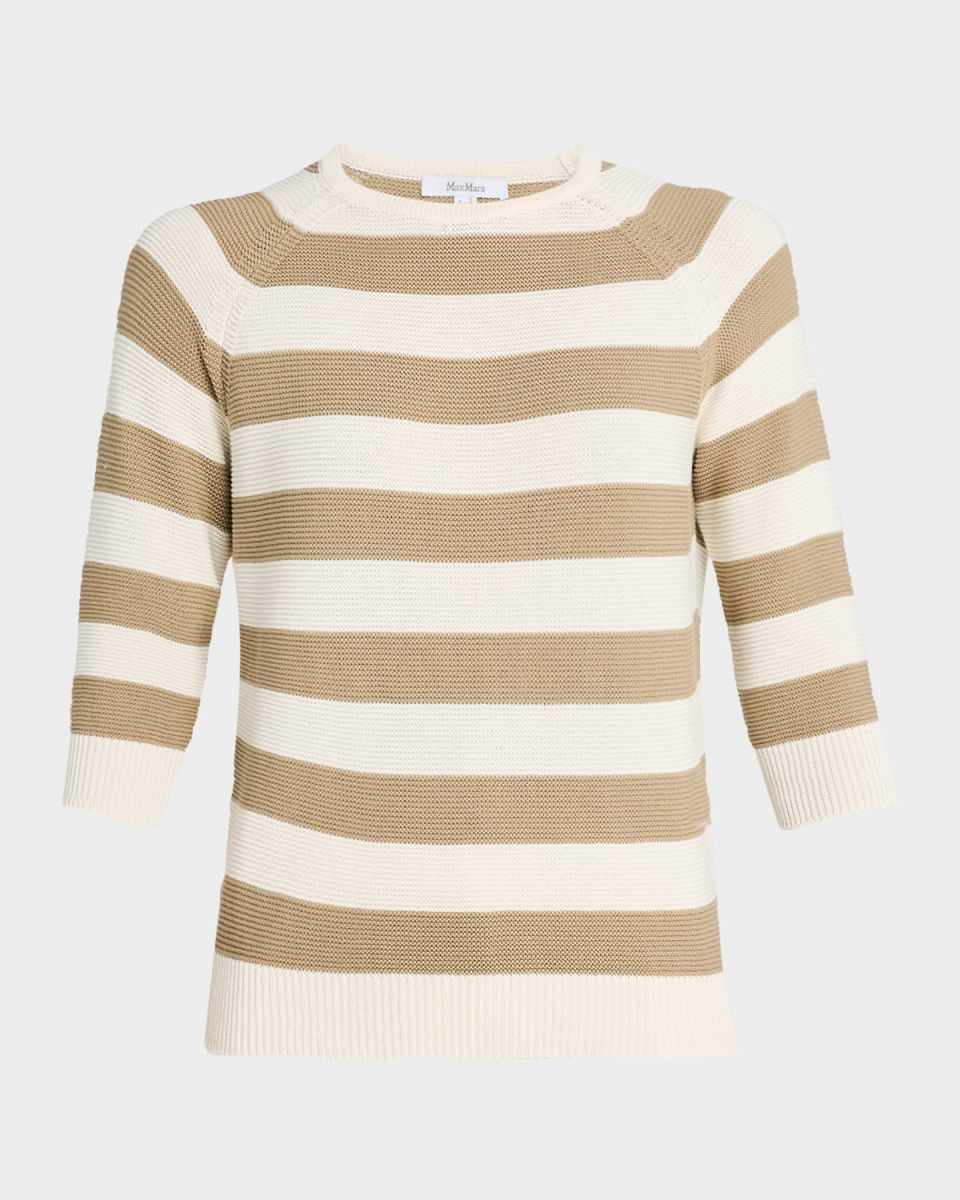 Sante Striped 3/4-Sleeve Cotton Sweater